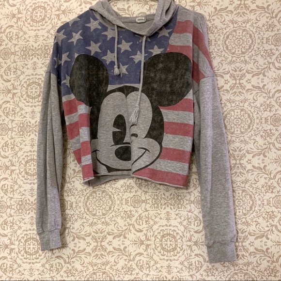 Disney Tops - Disney Mickey Patriotic Cropped Hoodie